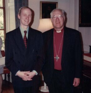 Photo of Adrian Vincent and Archbishop George Carey in 1998.